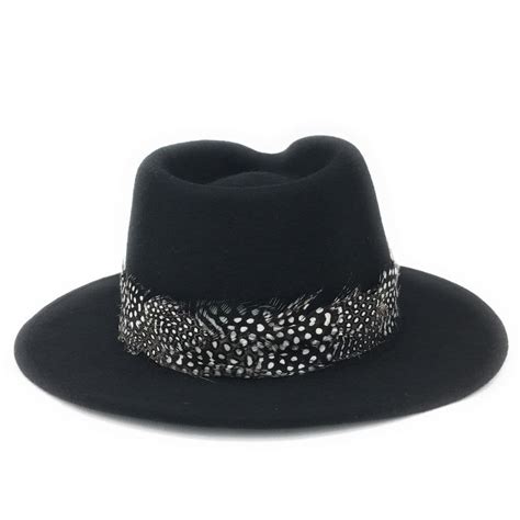 Wool Black Fedora Hat With Country Feather Wrap Trim Charingworth