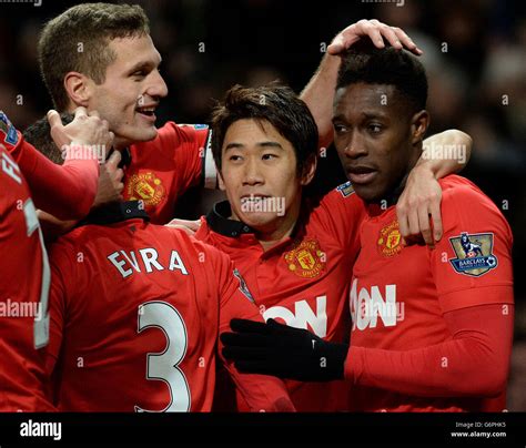 Manchester United S Danny Welbeck Right Celebrates With Shinji Kagawa