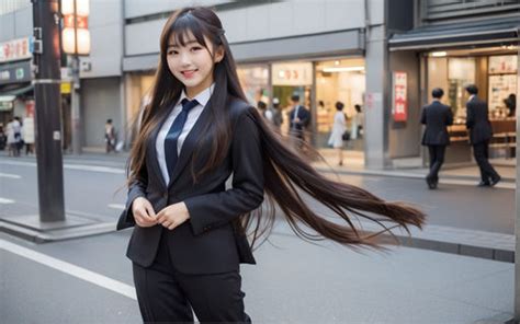 Ultra Reaslitic She Wearing Gentlemans Suit With Long By Adorable