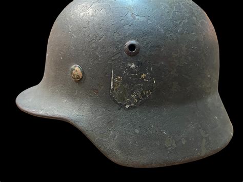 WW2 German M35 Double Decal Helmet Painted Over – 661944.com