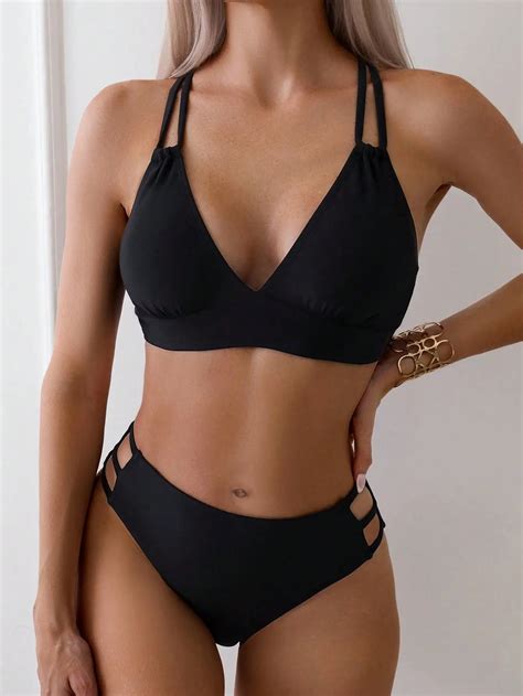 Bikini Dividido De Color S Lido Para Mujer Adelgazante Traje De Ba O