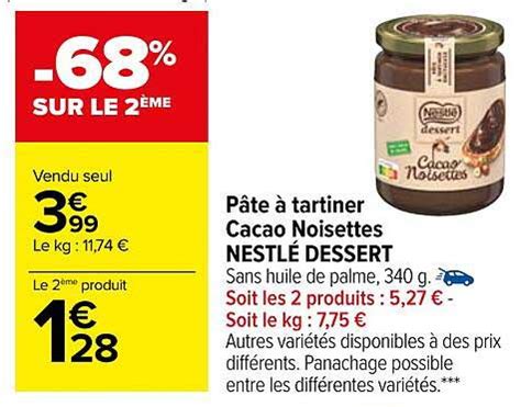 Promo Pâte à Tartiner Cacao Noisettes Nestlé Dessert chez Carrefour