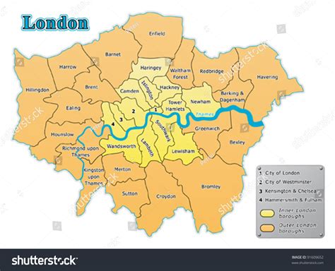London Map With All Boroughs. Stock Vector 91609652 : Shutterstock