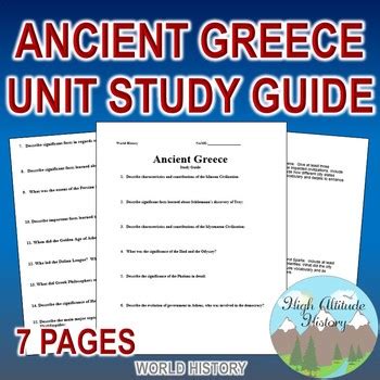 Ancient Greece Unit Study Guide (World History) by High Altitude History