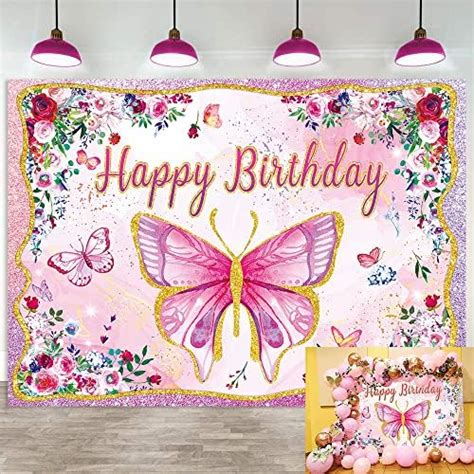 Binqoo X Ft Butterfly Birthday Backdrop Spring Floral Butterfly