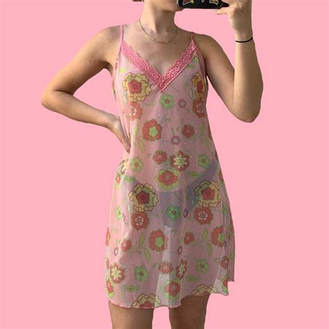 Pink Sheer Lingerie Slip Dress From Secret Depop