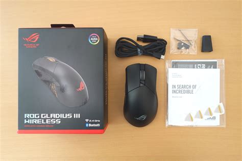 ASUS ROG Gladius III Wireless Review Packaging Weight Cable Feet