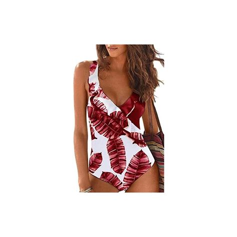 Joligiao Costume Da Bagno Intero Da Donna Bikini Con Volant Con Stampa Floreale Costume Da Bagno