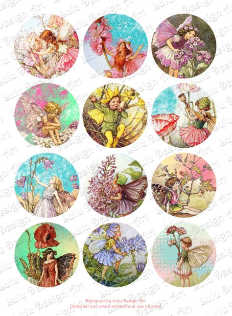 Little Fairies Circle Images 2 Inch Circle Fairy Image Etsy Fairy