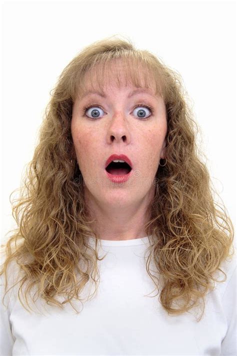 Caucasian Woman With A Shocked Look On Her Face Stock Images Image