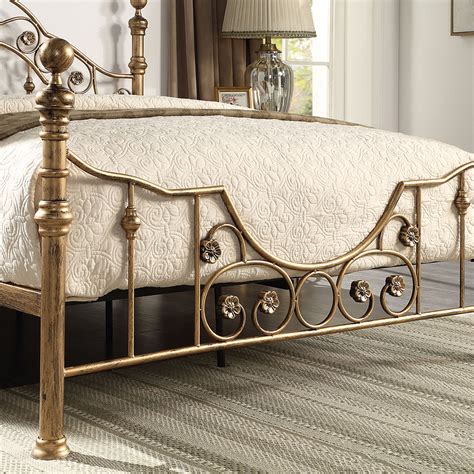 Letchworth Victorian Style Antique Brass Metal Bed Frame