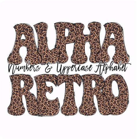 Leopard Print Doodle Letters Retro With Transparent Background