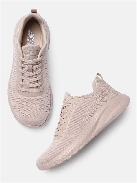 Skechers Women Nude Coloured BOBS SQUAD CHAOS FACE OFF Sneakers