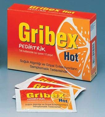 Gribex Hot Pediatrik 12 Poşet Tek Kullanımlık Toz İçeren Ambalaj İlaç Prospektüsü
