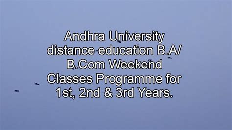 Andhra University Distance Education B A B Weekend Classes