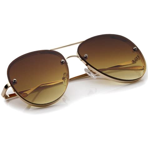 Modern Rimless Flat Lens Aviator Sunglasses 60mm Zerouv