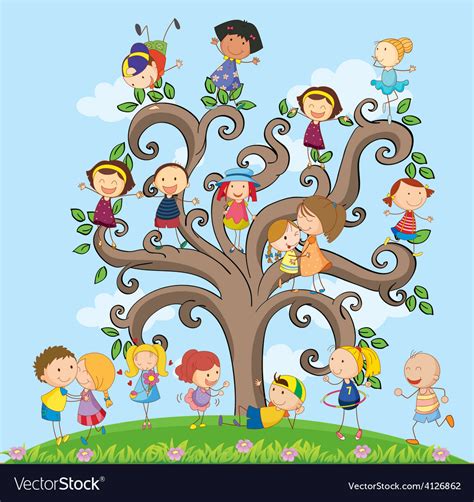 children  tree royalty  vector image vectorstock
