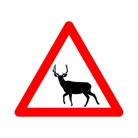 Premium Vector | Deer sign deer warning sign on the road red triangle ...