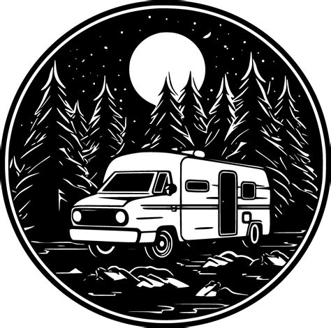 Camping, Black and White Vector illustration 26708122 Vector Art at ...