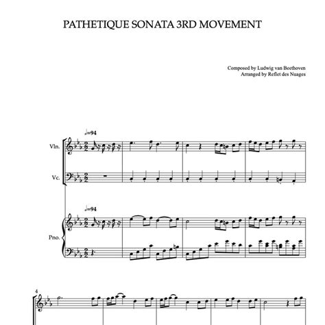 Trio Sheet Music Beethoven Pathetique Sonata Rd Movement Violin