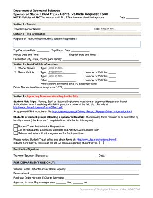 Fillable Online Utsa Rental Vehicle Reservation Request Form Utsa Fax