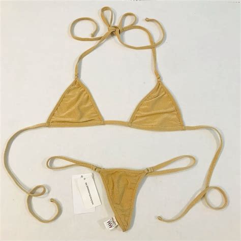 Wicked Weasel Swim Rare New Discontinued Wicked Weasel Gold Lurex Bikini Set Poshmark