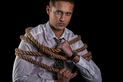 Business Man Tied Up with Rope Stock Image - Image of close ...