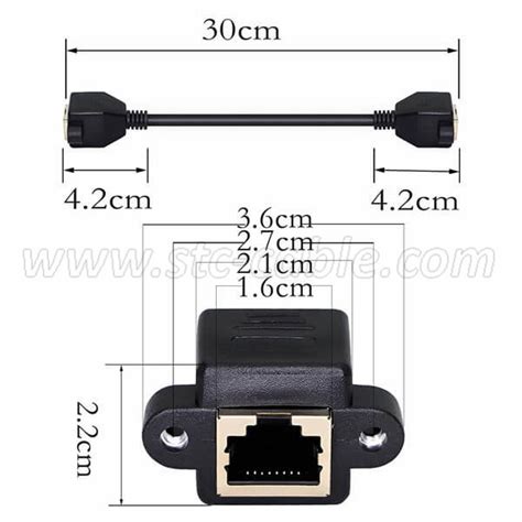 RJ45 Cat6 Female To Female Ethernet Extension Cable With Panel Mount