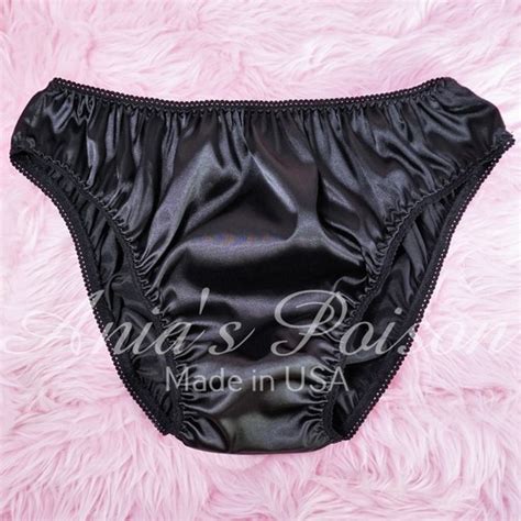 Sissy Satin Panties For MEN Black Wetlook Shiny Full Cut Bikini Panties S XXL EBay