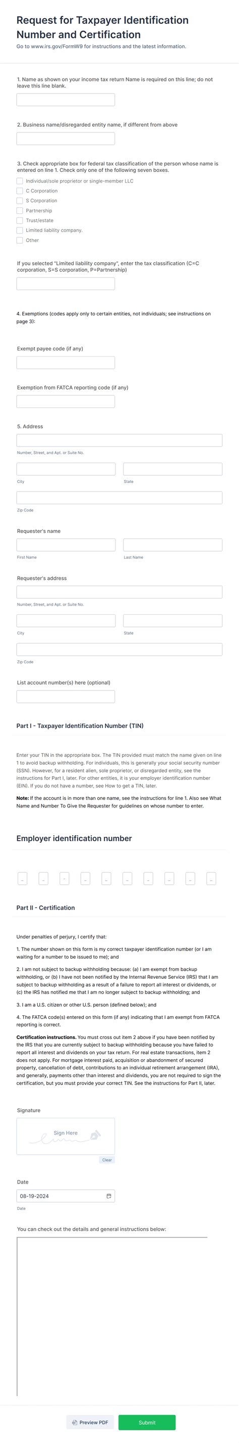 W9 Form Template Jotform Worksheets Library