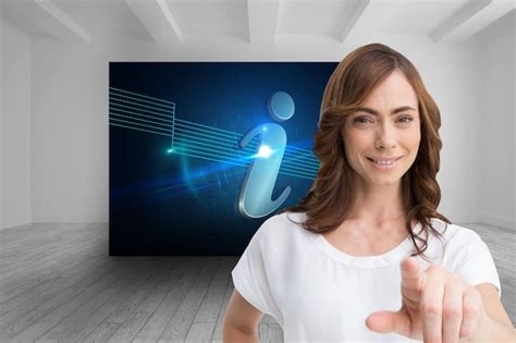 Premium Photo Composite Image Of Attractive Happy Brunette Pointing