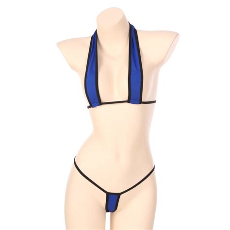Jual Women Micro Bikini Set Lingerie Underwear Sexy Bathing Suit Lace Up Halter Bra Low Rise