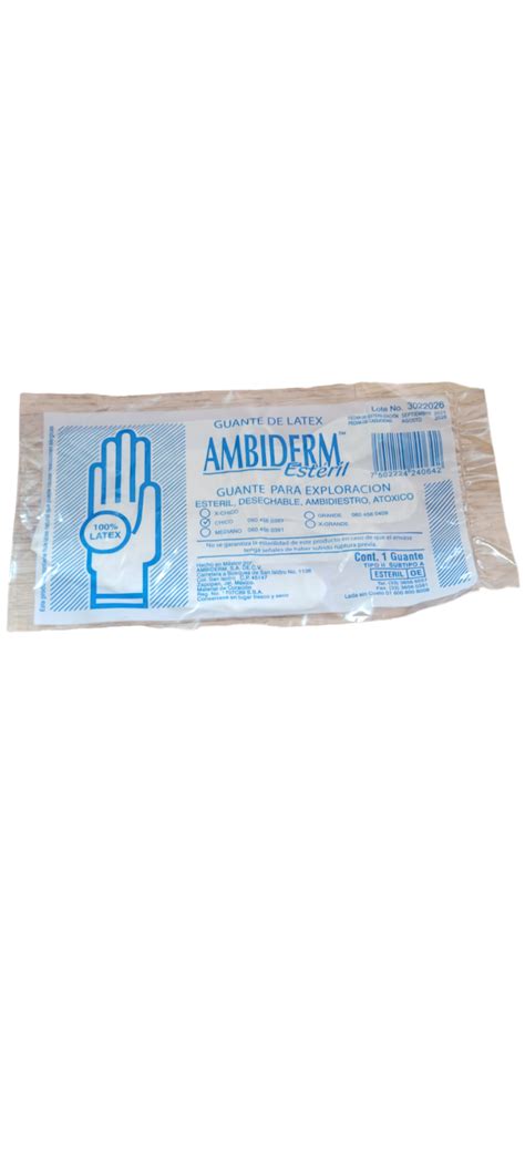 GUANTE DE LATEX AMBIDERM ESTERIL 1PZ Veterinaria Misiones