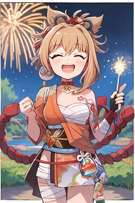 Leonmandala Genshin Impact Yoimiya Bandages Naked Nipples Sarashi My My Xxx Hot Girl