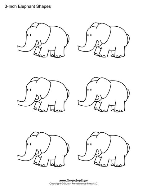 printable elephant templates elephant shapes  kids