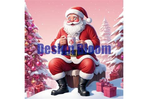 Funny Santa Drinking Hot Cocoa Clipart Graphic By Design BLOOM Creative Fabrica