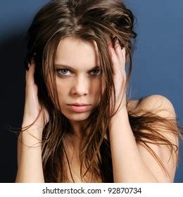 Portrait Beautiful Naked Woman Long Brown Foto Stok Shutterstock