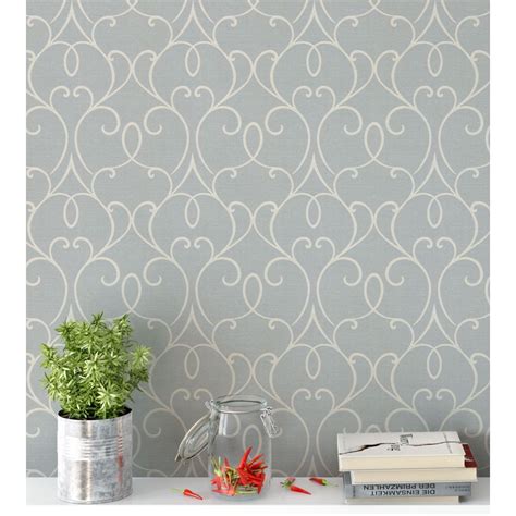 Papel De Parede Adesivo Laminado Efeito Jeans Arabescos Nude Para Sala Submarino