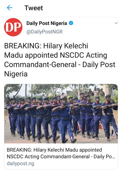 Breaking Hilary Kelechi Madu Appointed Nscdc Acting Commandant General