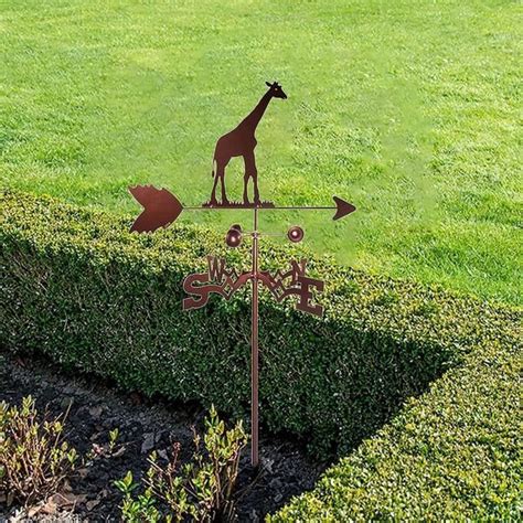 Girouette de Jardin Exterieur Vague Météo Avec Mont De Toit Girafe