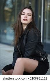 Sexy Brunette Girl Outdoor Portrait Black Stock Photo Shutterstock