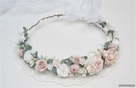 Wianek Komunijny Dla Dziewczynki Biel Ziele Nude Pink Pakamera Pl