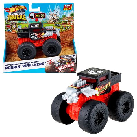 Количка Hot Wheels Monster Truck Roarin Wreckers Bone Shaker Със звуци Мащаб 1 43 eMAG bg