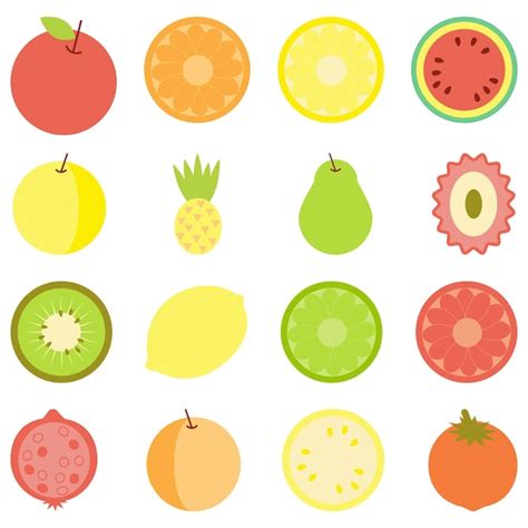 Premium Vector Collection Of Simple Fruit On White Background
