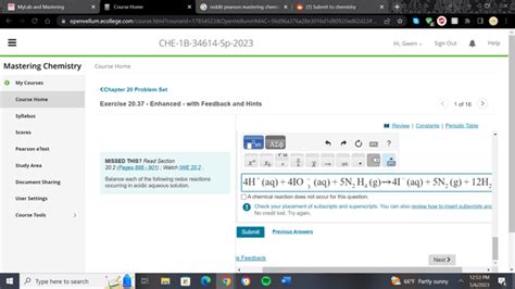 Pearson Mastering Chemistry - Need Help Entering Equation!!! : r ...