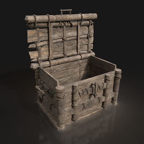 Artstation Medieval Wooden Treasure Chest Box Locker Viking Dungeon