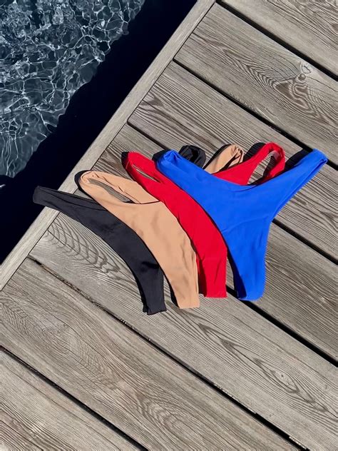 Thong Bikini Bottom String Swimwear Nude Red Blue Black Swimsuit Etsy