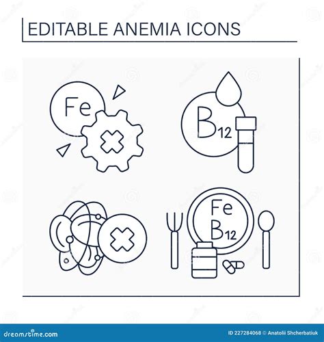 Anemia Line Icons Set Stock Vector Illustration Of Hospital 227284068