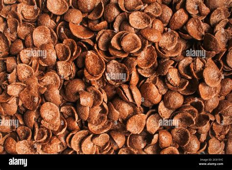 Chocolate Cornflakes Full Frame Above Brown Choco Cereals Backdrop
