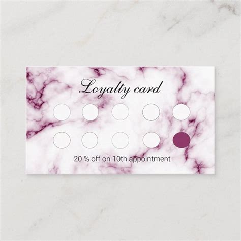 Chic Pink Marble Nail Salon Loyalty Card Custom Zazzle Chic Pink